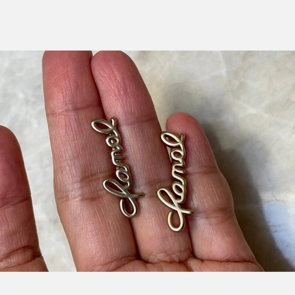 Chanel Gold Tone  Cursive Script Crawler Women's Earrings - Picture 3 of 11